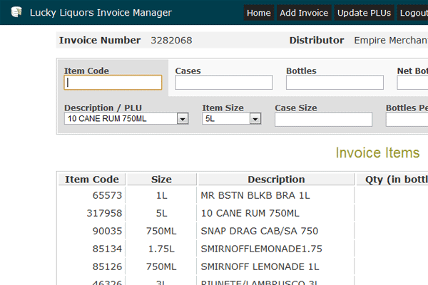 Lucky Liquors Invoice Manager project image